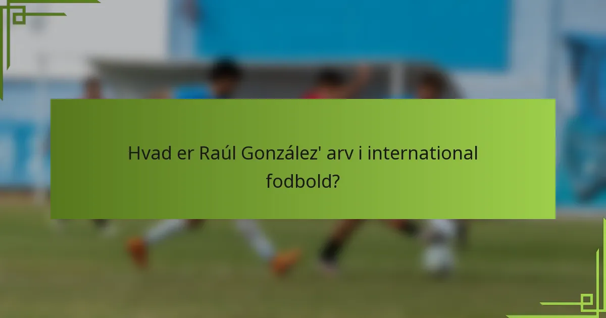 Hvad er Raúl González' arv i international fodbold?