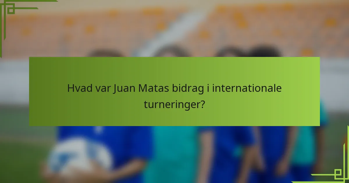 Hvad var Juan Matas bidrag i internationale turneringer?