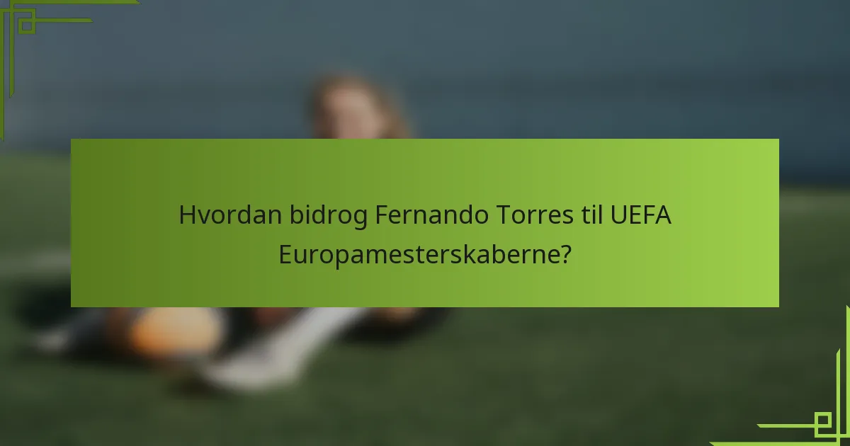 Hvordan bidrog Fernando Torres til UEFA Europamesterskaberne?