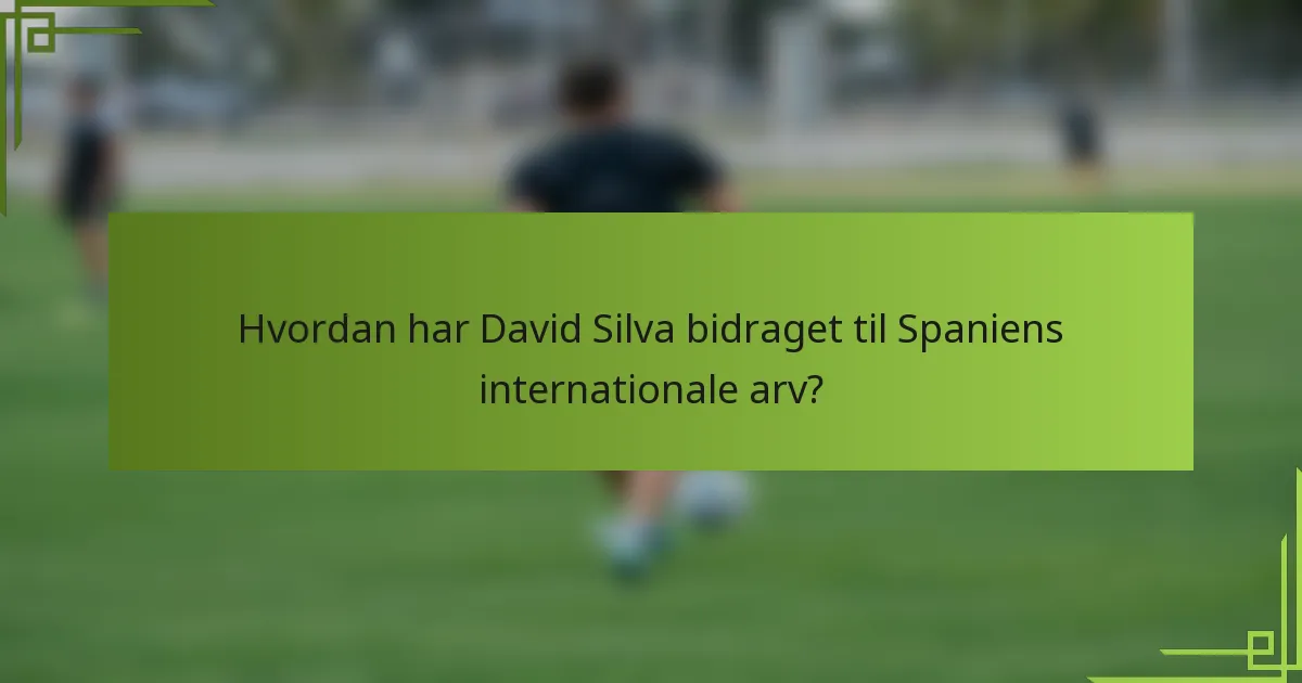 Hvordan har David Silva bidraget til Spaniens internationale arv?