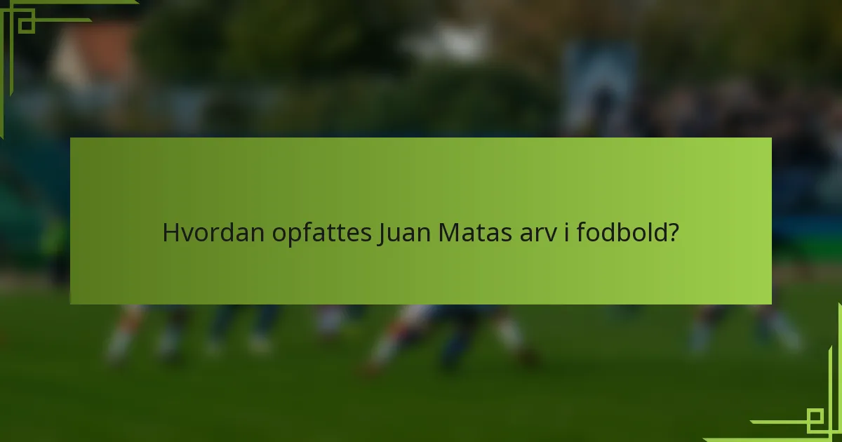 Hvordan opfattes Juan Matas arv i fodbold?