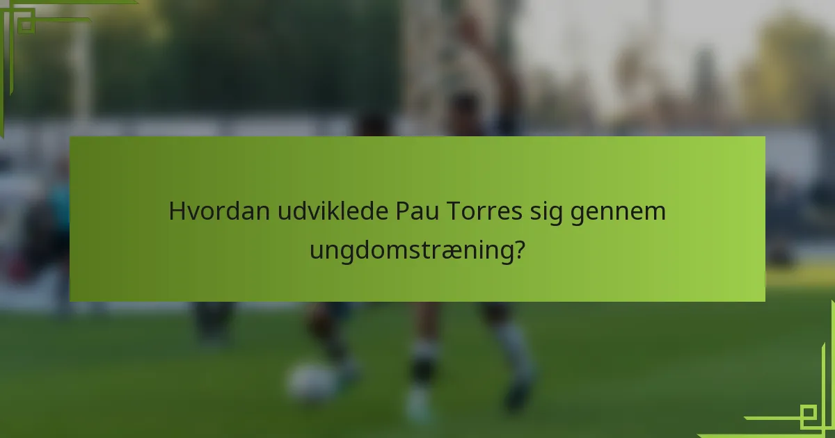 Hvordan udviklede Pau Torres sig gennem ungdomstræning?