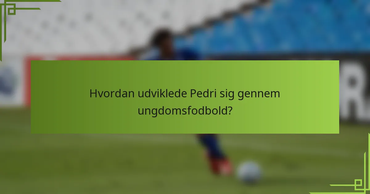 Hvordan udviklede Pedri sig gennem ungdomsfodbold?