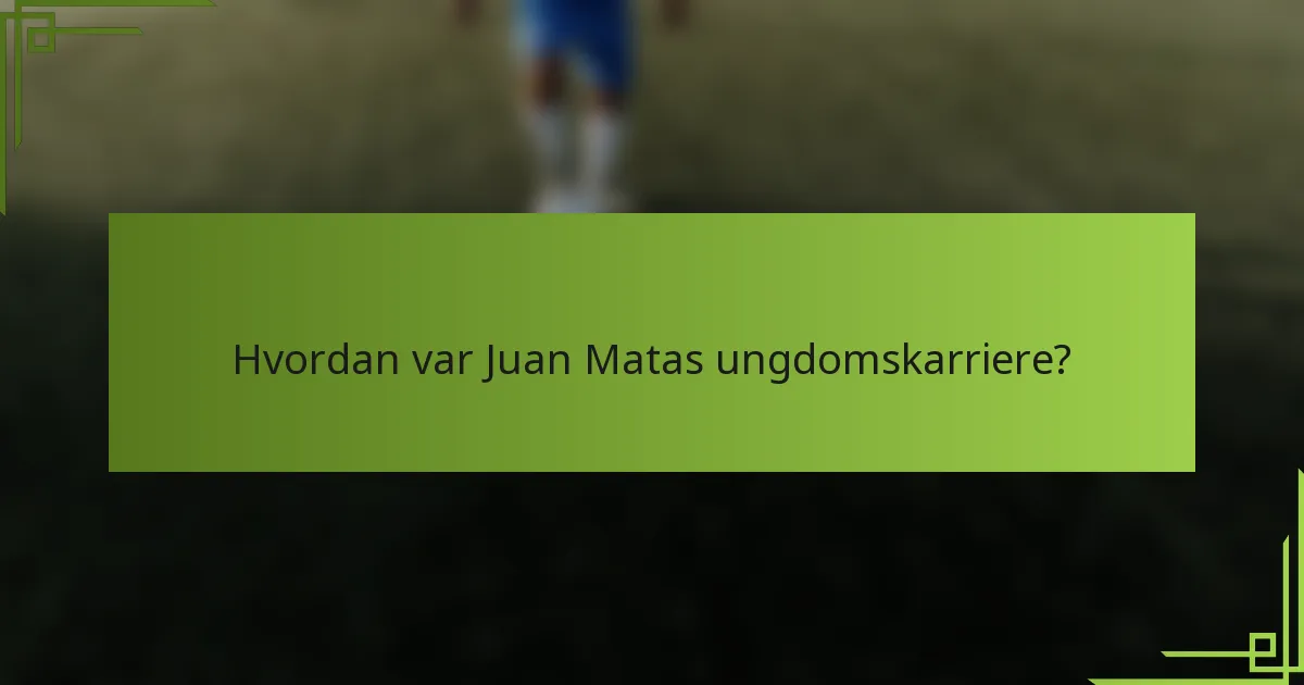Hvordan var Juan Matas ungdomskarriere?